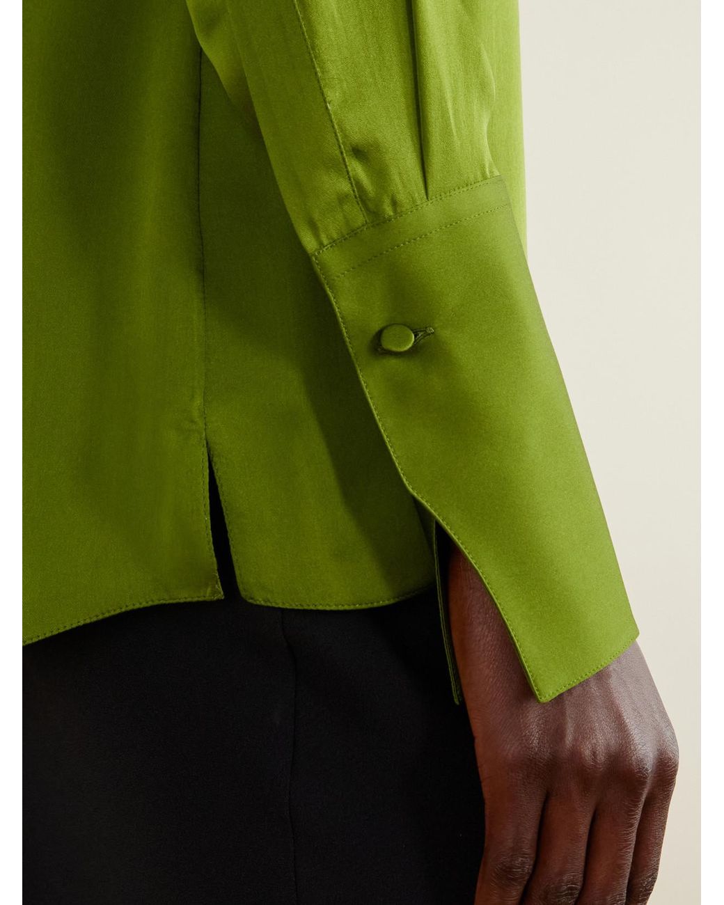 Tom Ford Green Draped Silk-Georgette Blouse