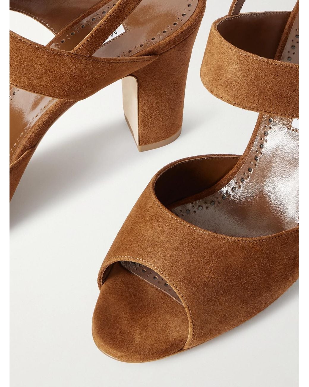 Manolo Blahnik Brown Khiko 90 Suede Slingback Sandals