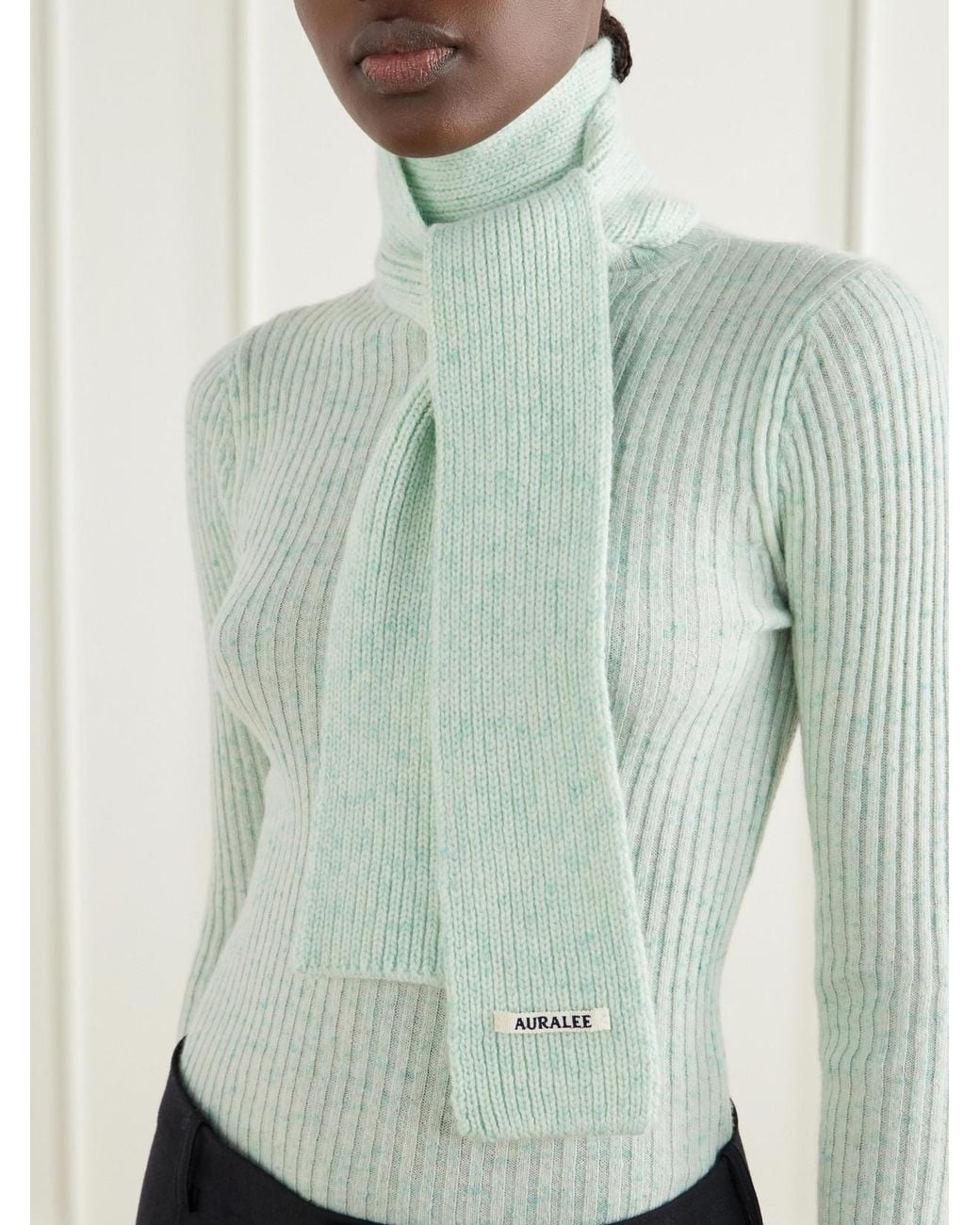 Auralee Green Cashmere Scarf