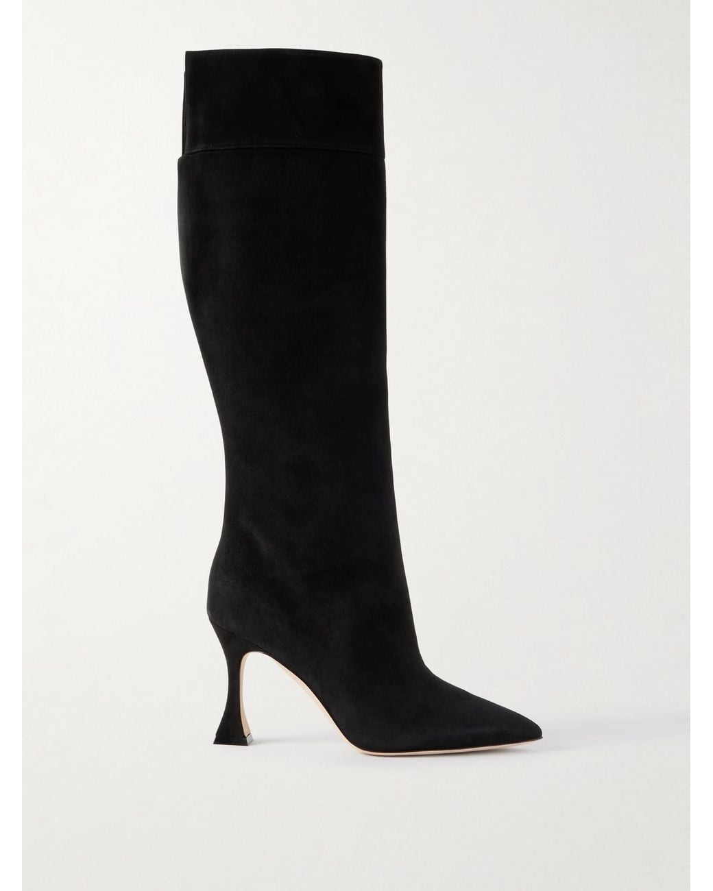 Manolo Blahnik Black Miralonepla 90 Suede Knee Boots