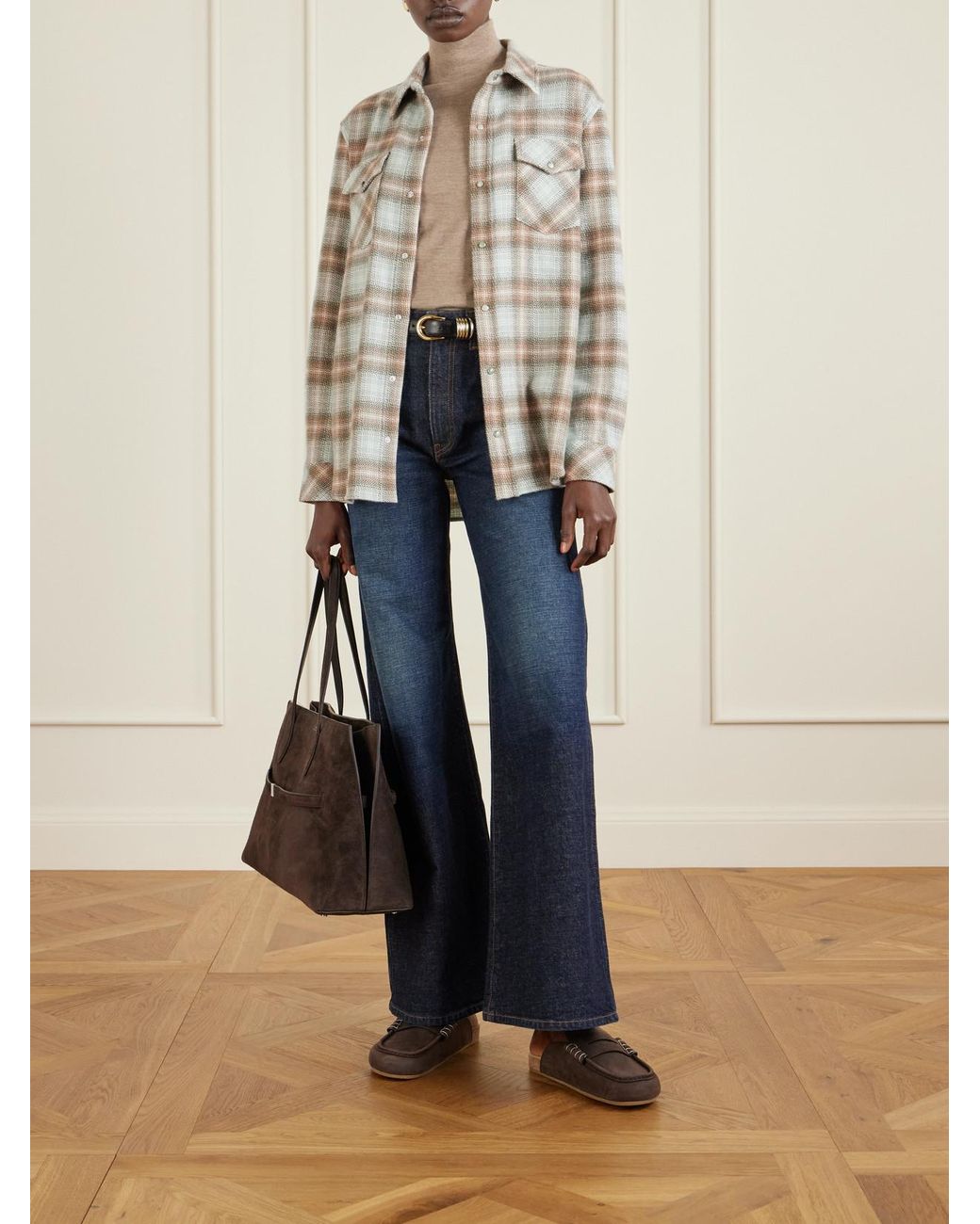 God's True Cashmere Green Checked Cashmere Shirt