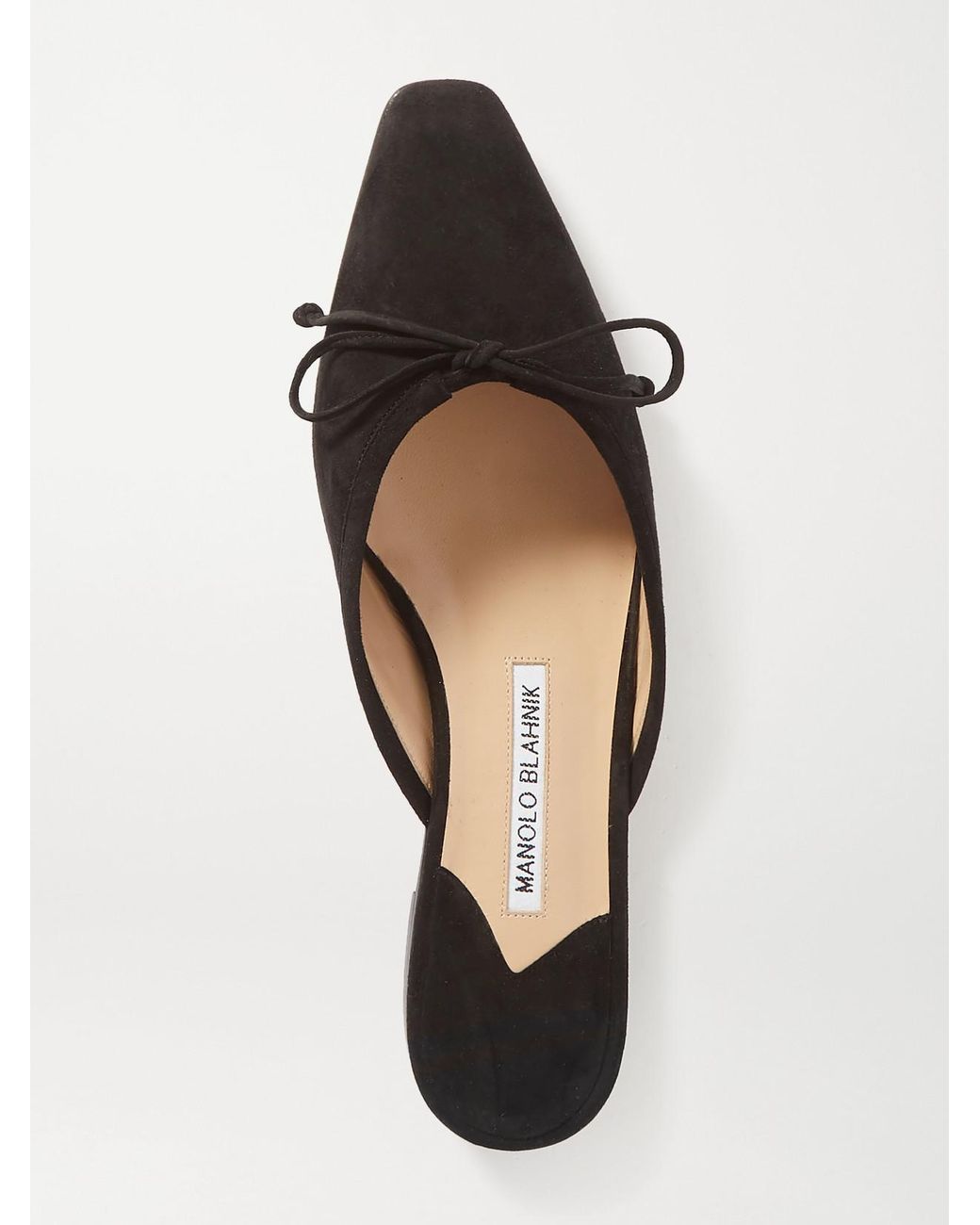 Manolo Blahnik White Ballerimu Bow-Detailed Suede Slip-Ons