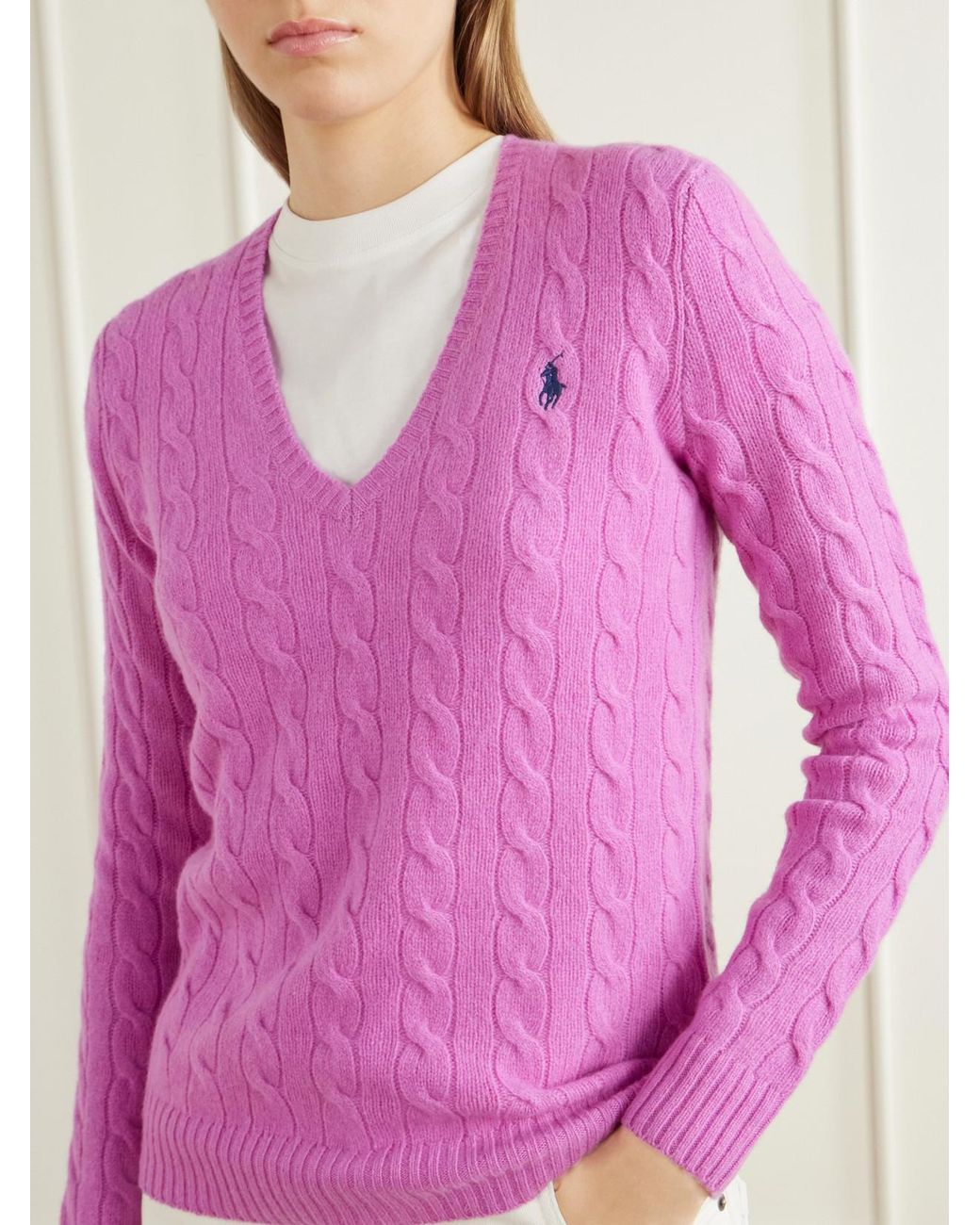 Polo Ralph Lauren Pink Cable-Knit Cotton Sweater