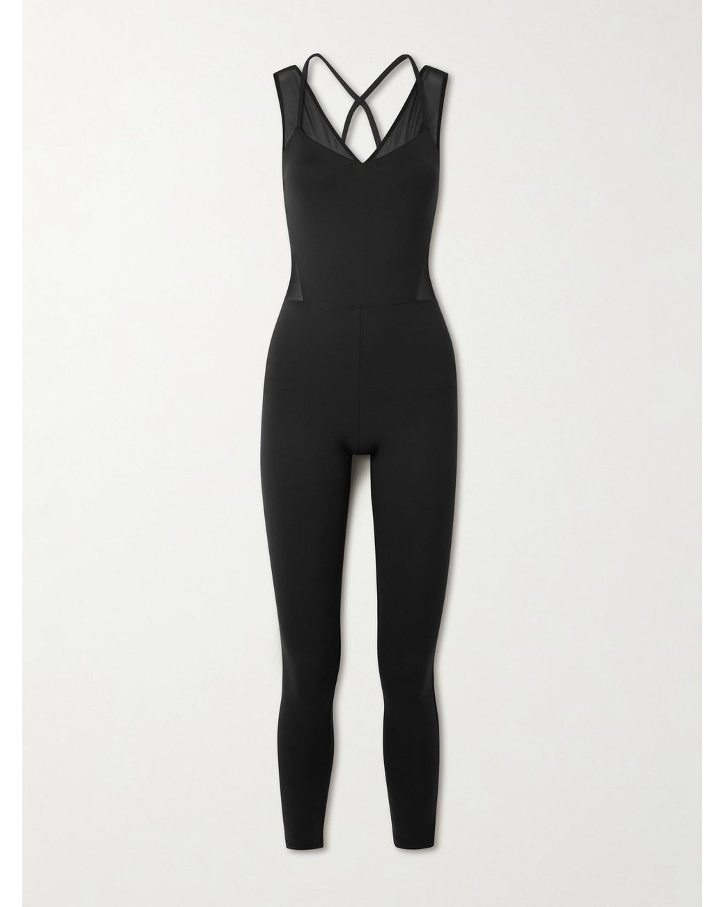 Eres Black Devi Tulle-Trimmed Stretch-Jersey Jumpsuit