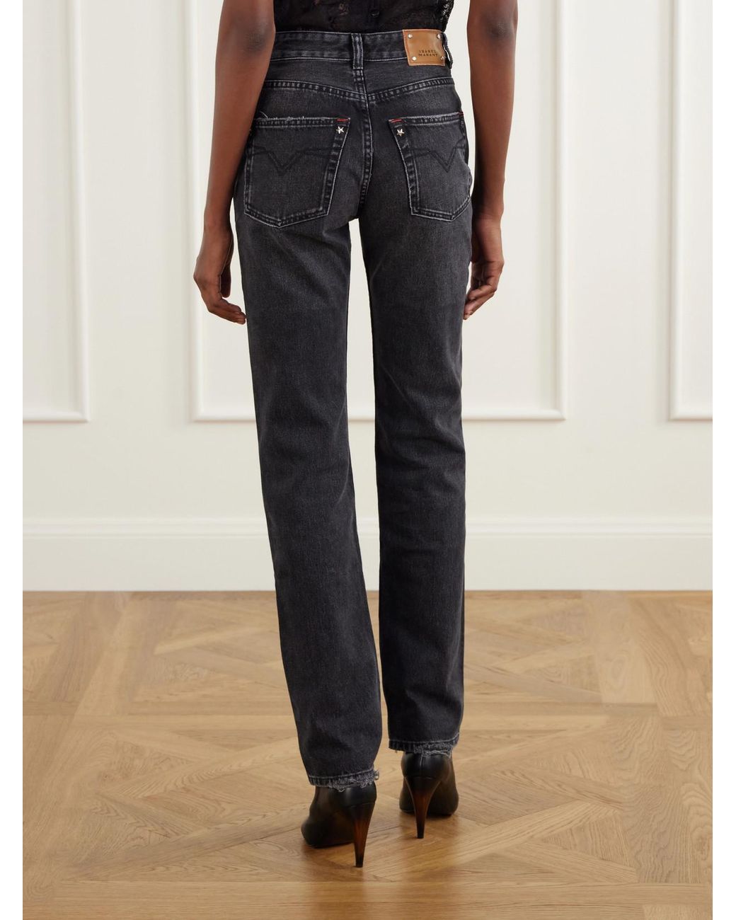 Isabel Marant Gray Daya Mid-Rise Straight-Leg Jeans