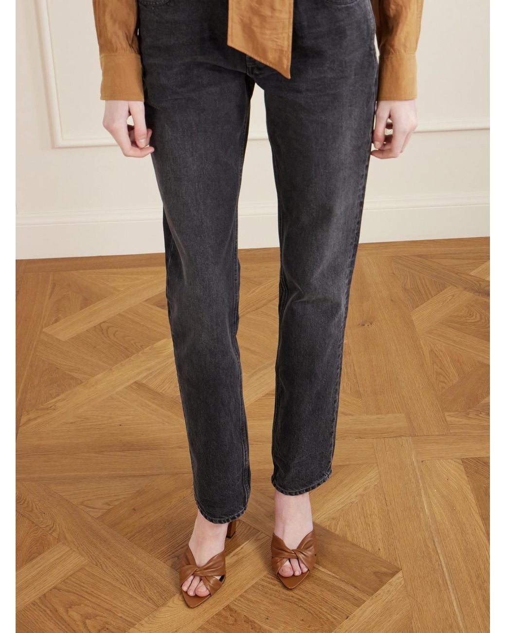 Saint Laurent Natural Franciane Twisted Leather Mules