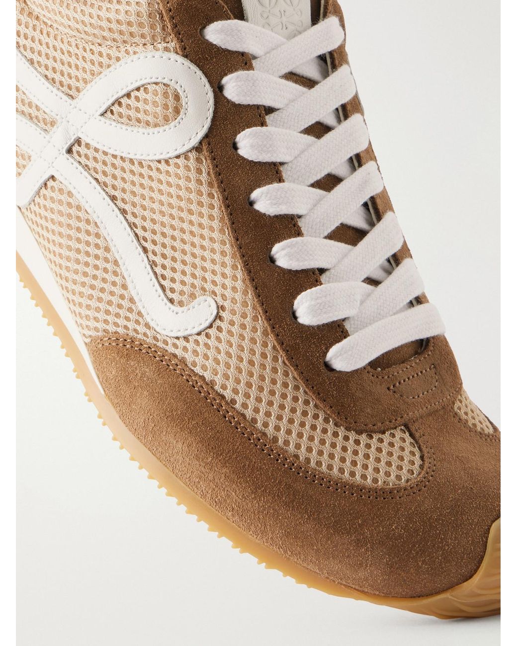 Loewe Natural Ballet Runner 2.0 Logo-Appliquéd Suede-Trimmed Mesh Sneakers