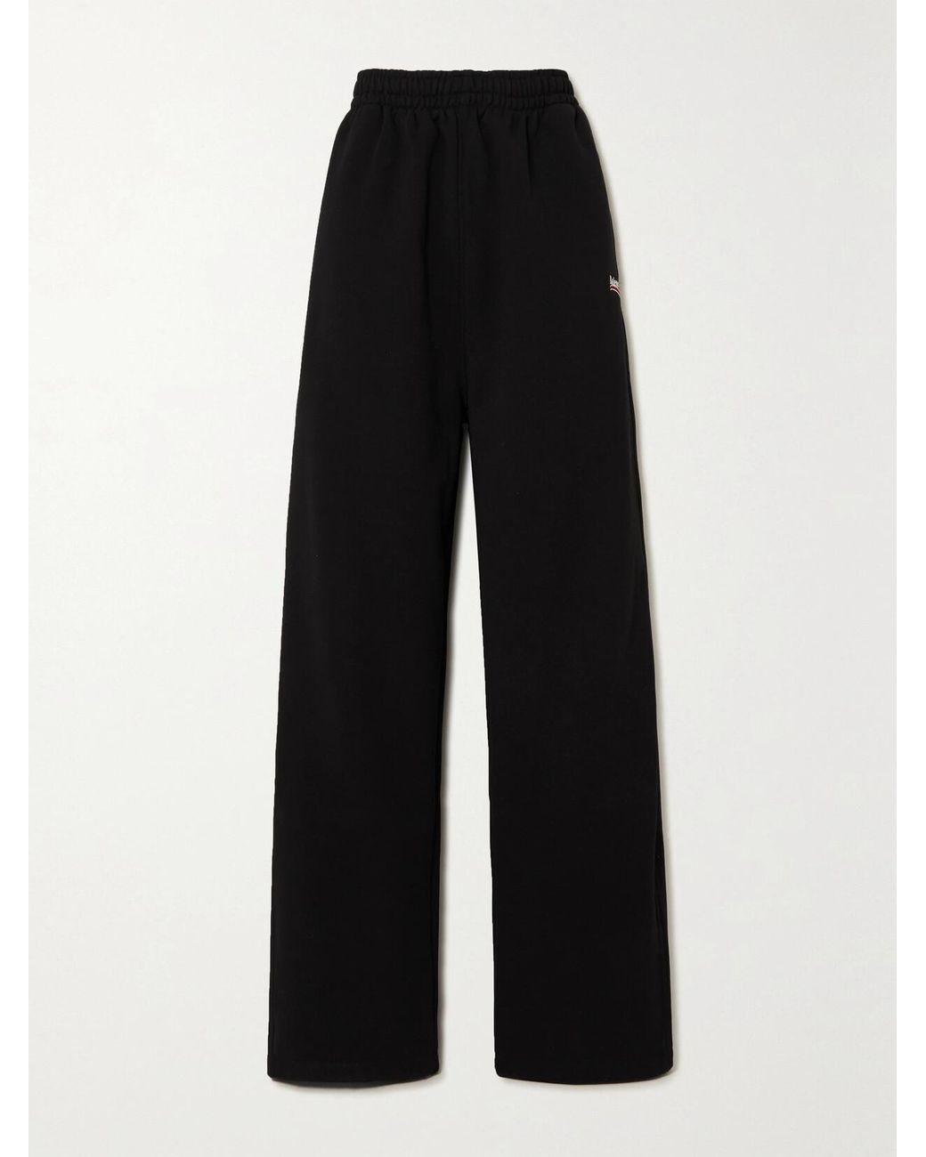 Balenciaga Black Embroidered Cotton-Jersey Track Pants