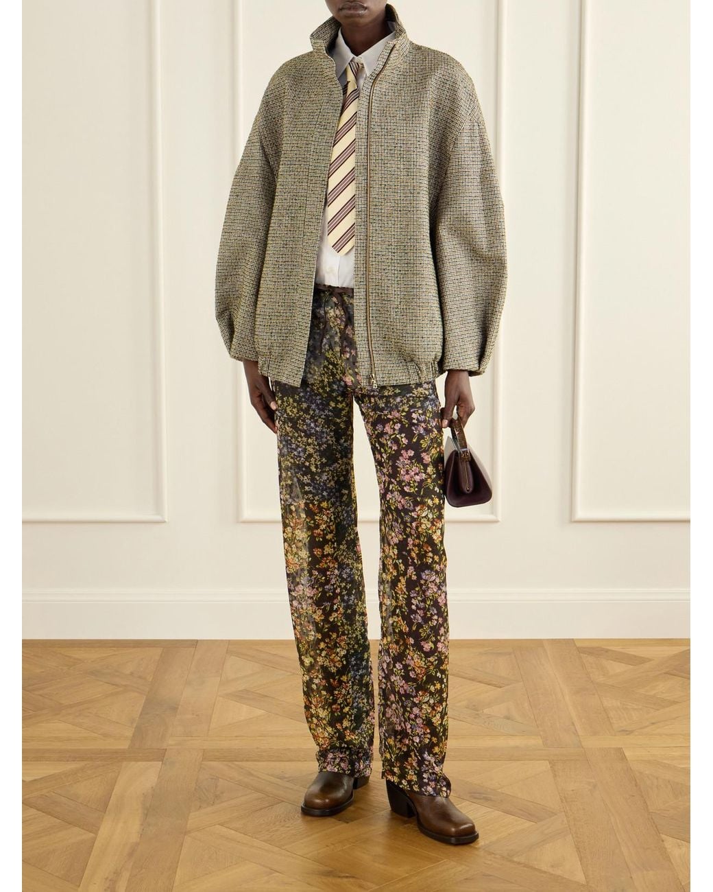 Dries Van Noten Brown Checked Bouclé Jacket