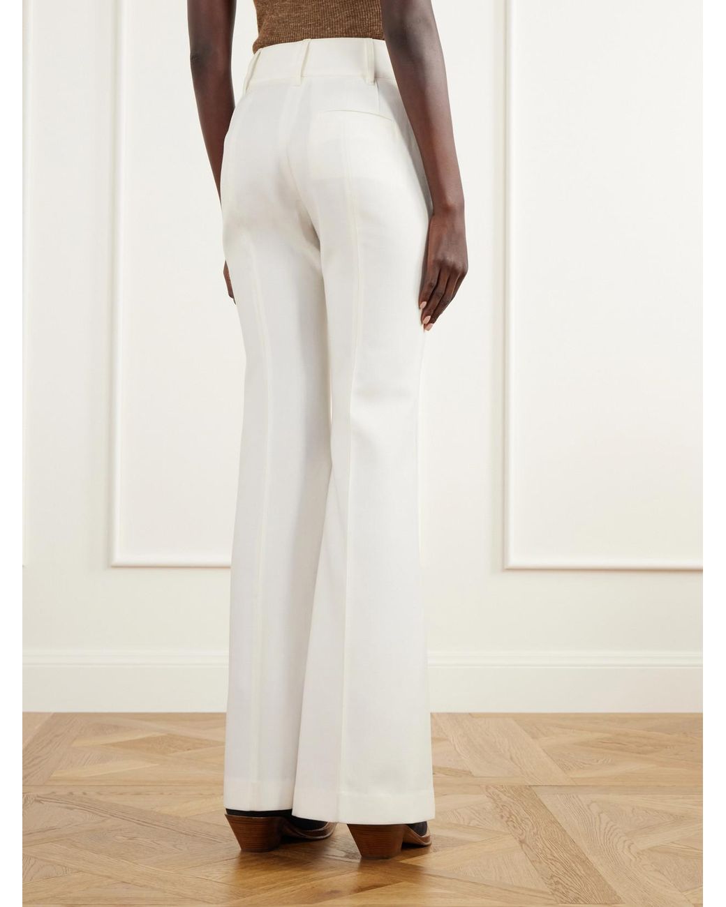 Gabriela Hearst White Rhein Paneled Cotton And Linen-Blend Woven Flared Pants