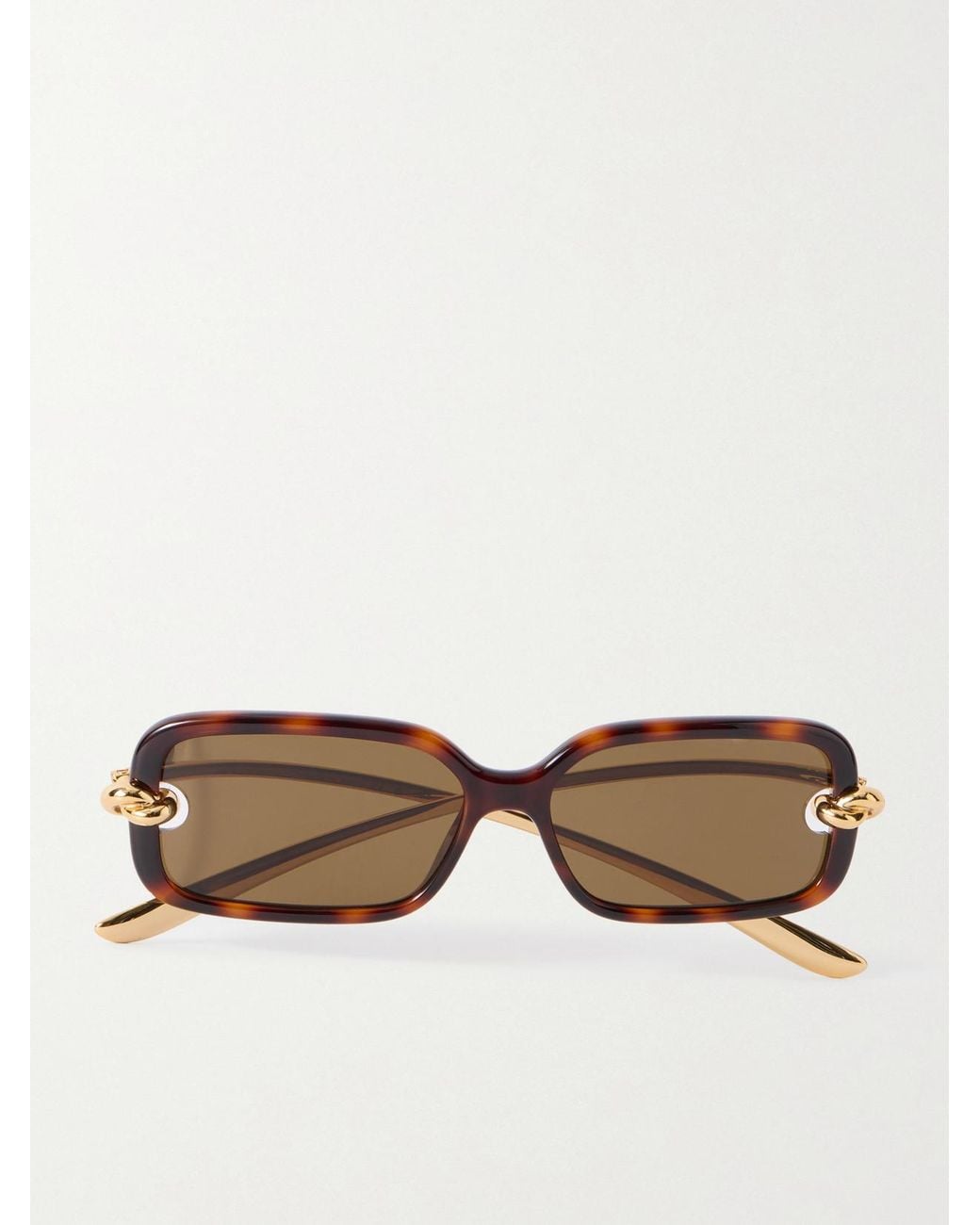 Bottega Veneta Natural Knot Rectangle-Frame Acetate And-Tone Sunglasses