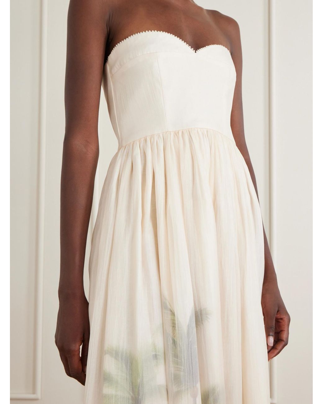Agua Bendita White Tonia Arena Printed Organza Midi Dress