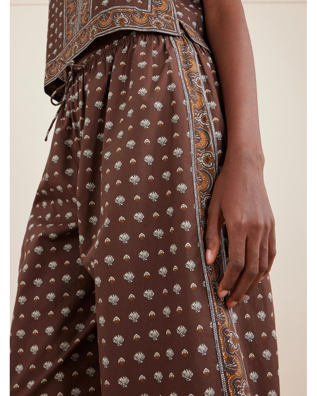 Doen Brown Yarrow Printed Cotton Balloon Pants