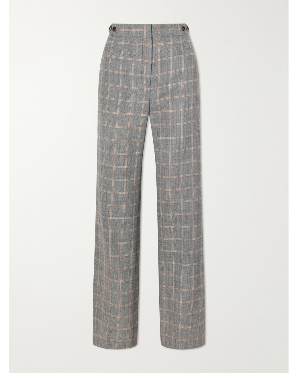 Stella McCartney Gray Checked Wool Straight-Leg Pants