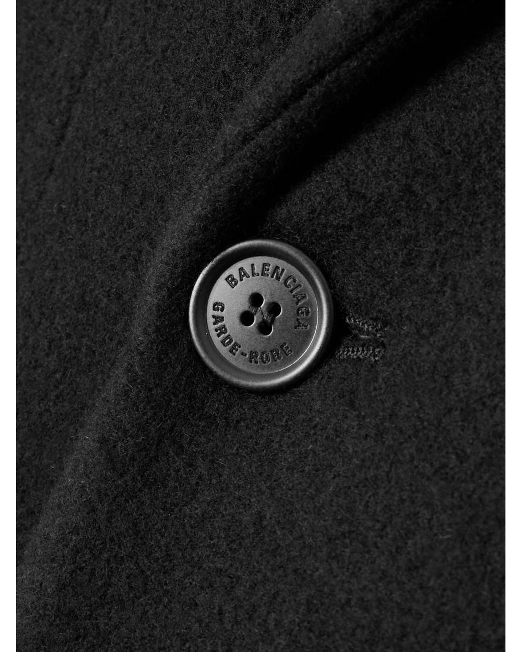 Balenciaga Black Double-Breasted Brushed Wool-Blend Coat