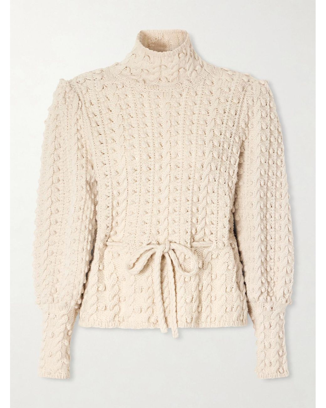 Zimmermann Natural Valiant Tie-Detailed Knitted Wool Sweater