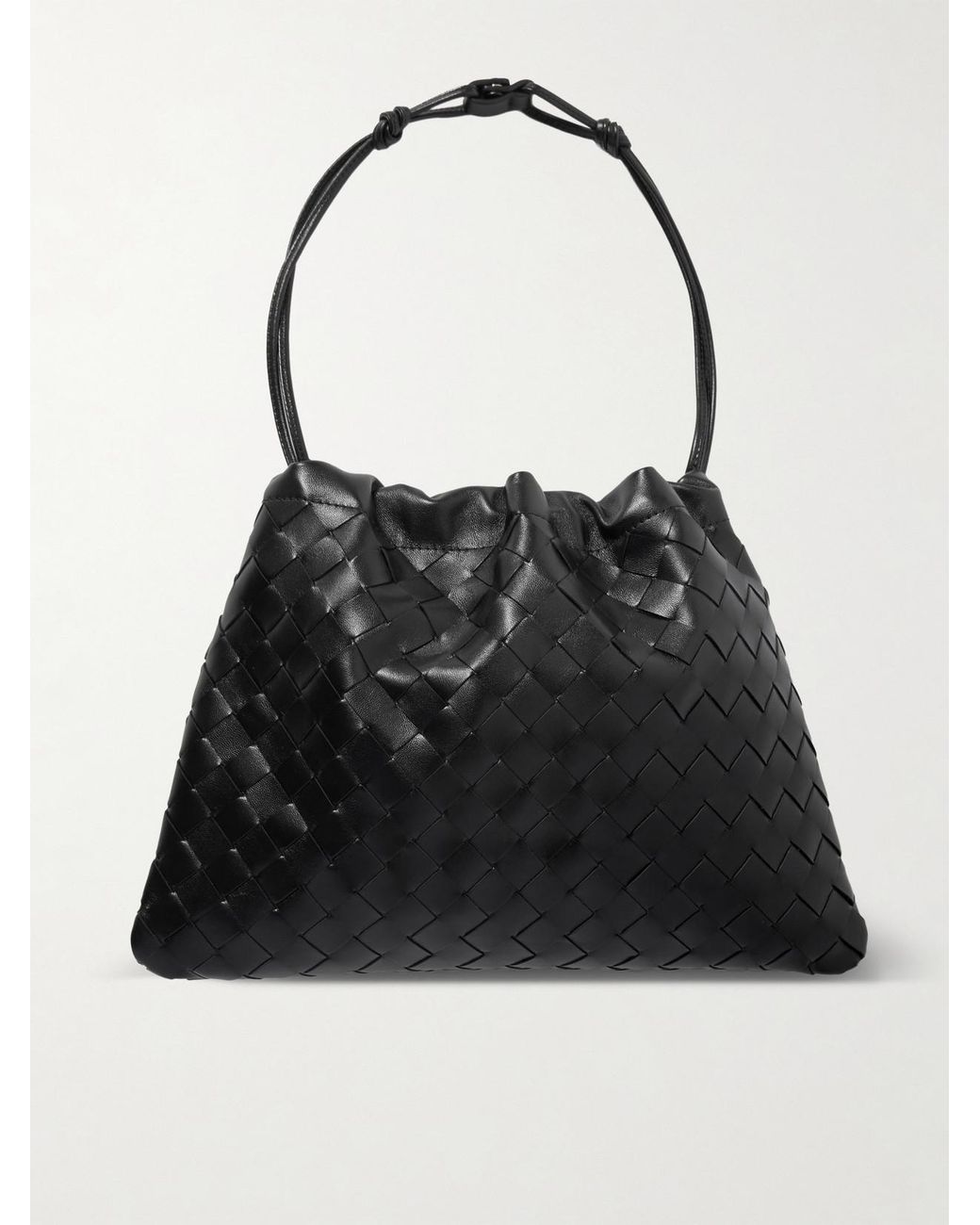 Bottega Veneta Black Dustbag Medium Intrecciato Leather Clutch