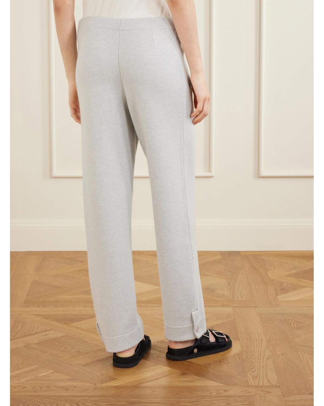 God's True Cashmere White Zinc Cashmere Straight-Leg Drawstring Pants