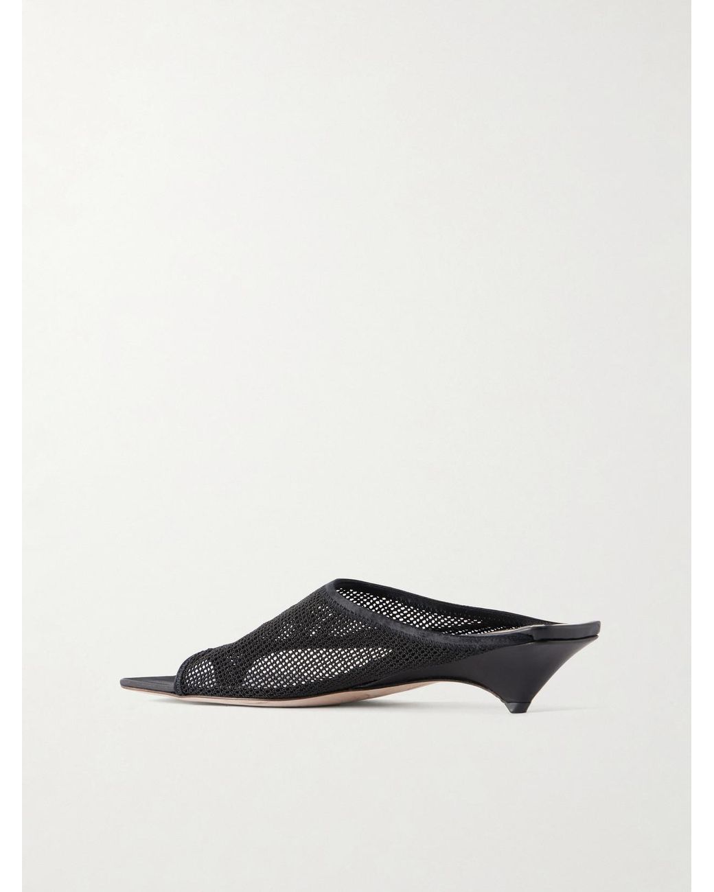 Christen White Leather-Trimmed 35 Mesh Sandals