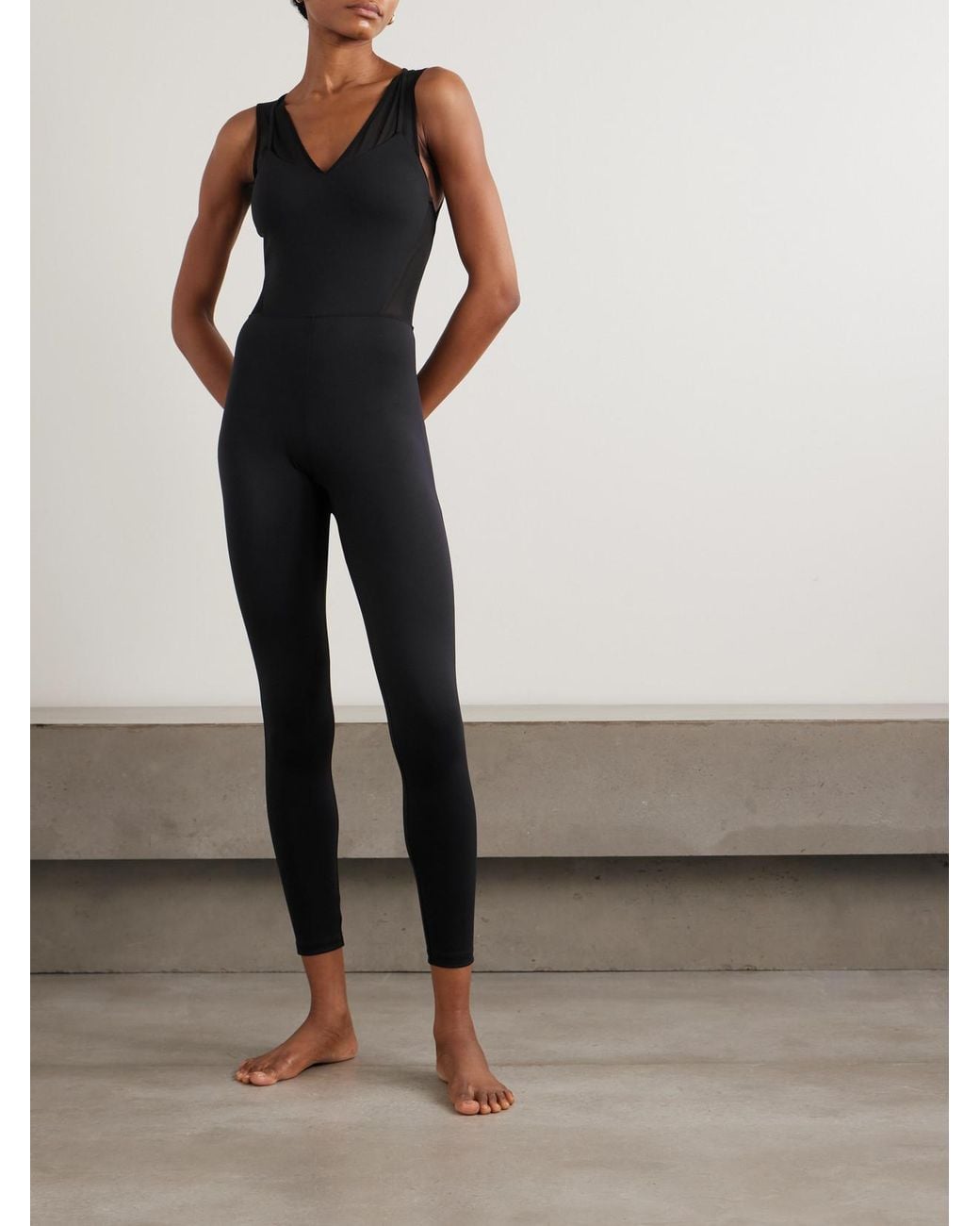 Eres Black Devi Tulle-Trimmed Stretch-Jersey Jumpsuit