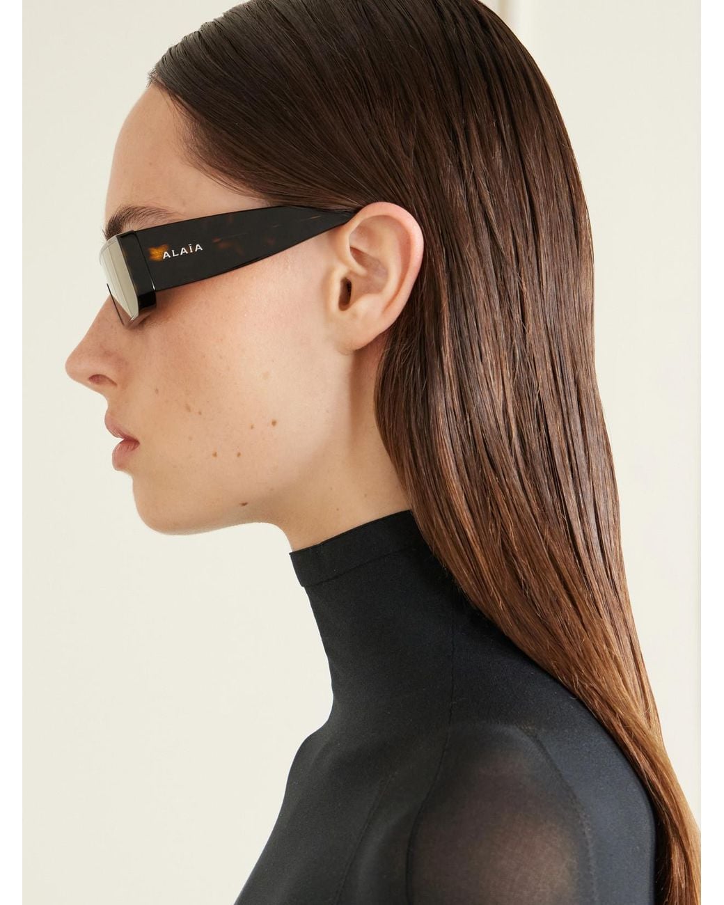 Alaïa Gray Square-Frame Tortoiseshell Recycled-Acetate Sunglasses