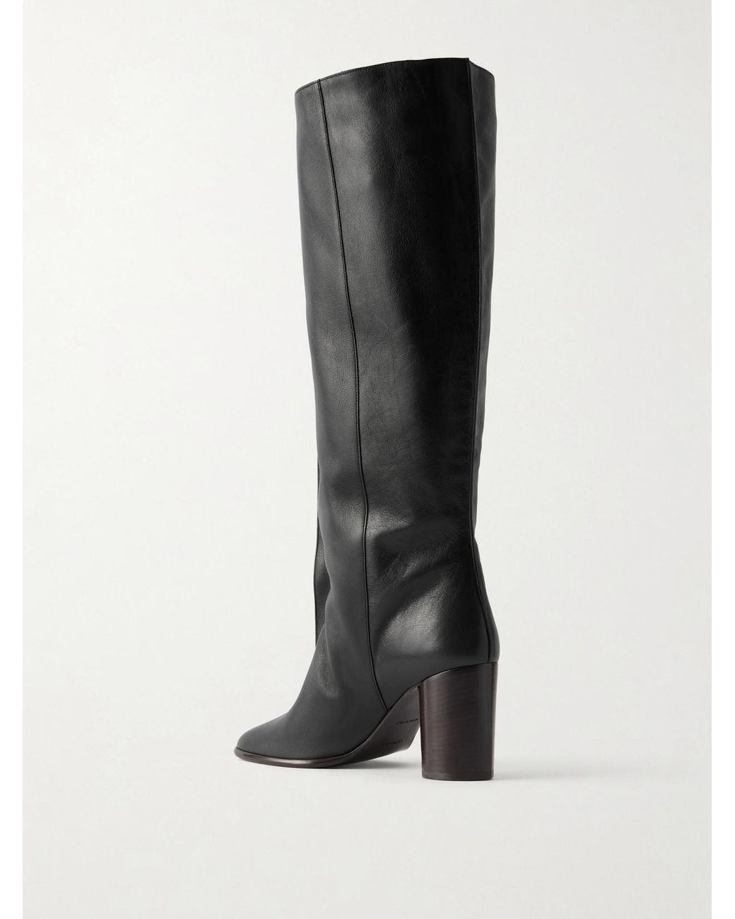 Lemaire Black Crease Leather Knee Boots