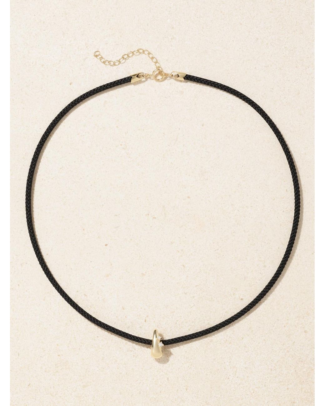 Mizuki Natural 14-Karat, Cord And Diamond Necklace