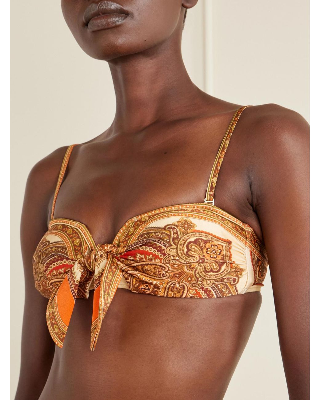 Zimmermann White Mahon Printed Bikini Top