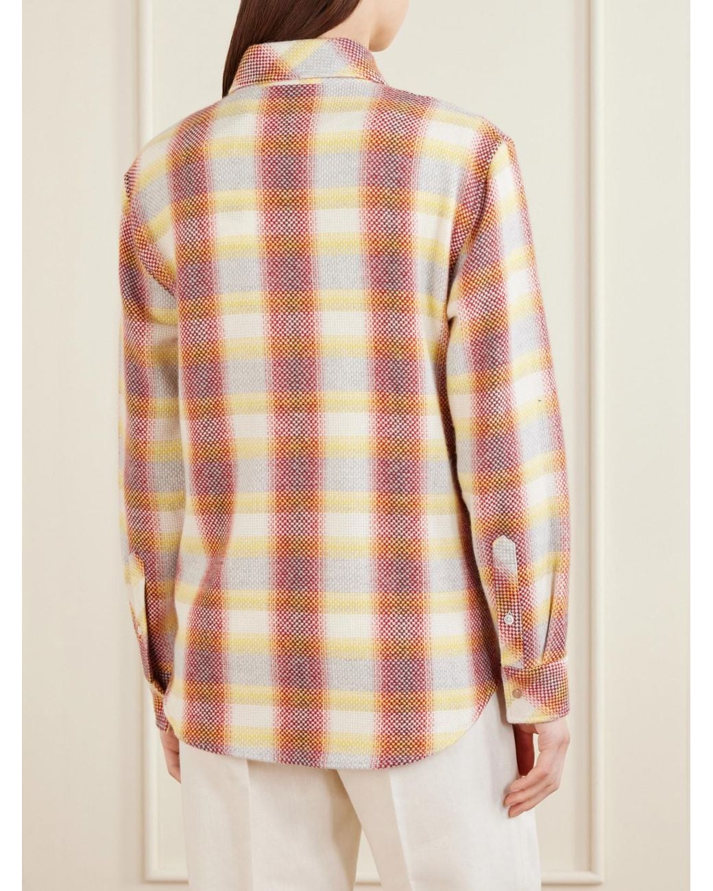 God's True Cashmere Pink Rose Blume Checked Cashmere Shirt