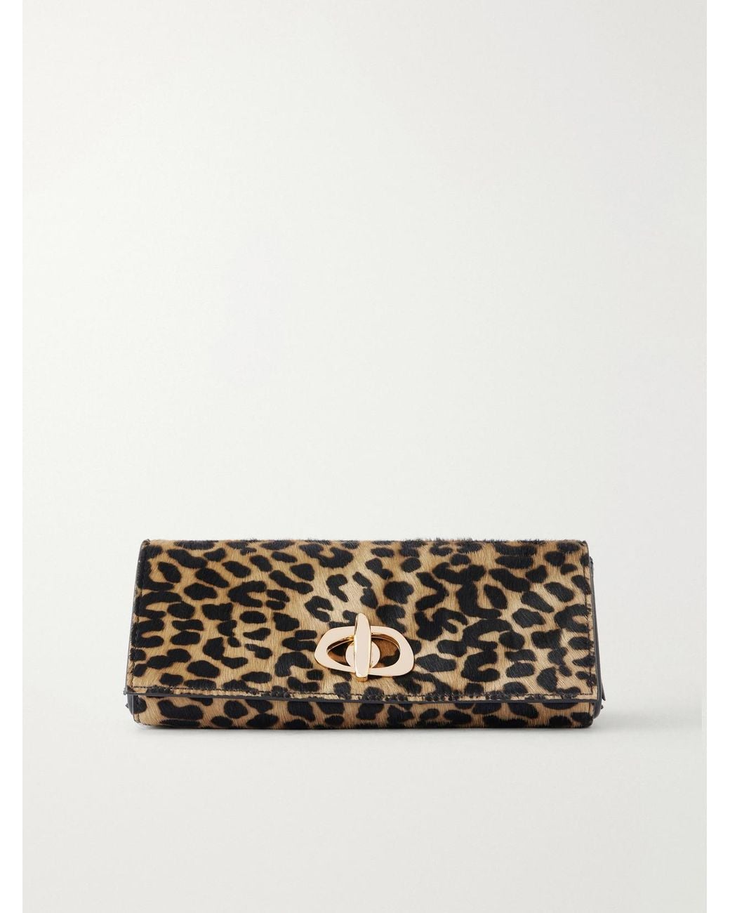 Amanu Multicolor The Tanzania Leopard-Print Leather-Trimmed Calf-Hair Clutch
