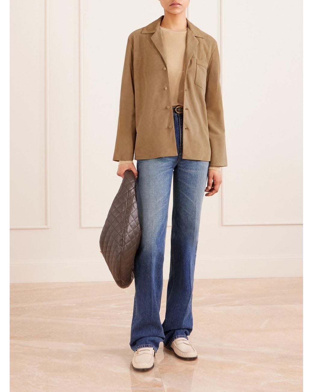 Saint Laurent Natural Suede Shirt