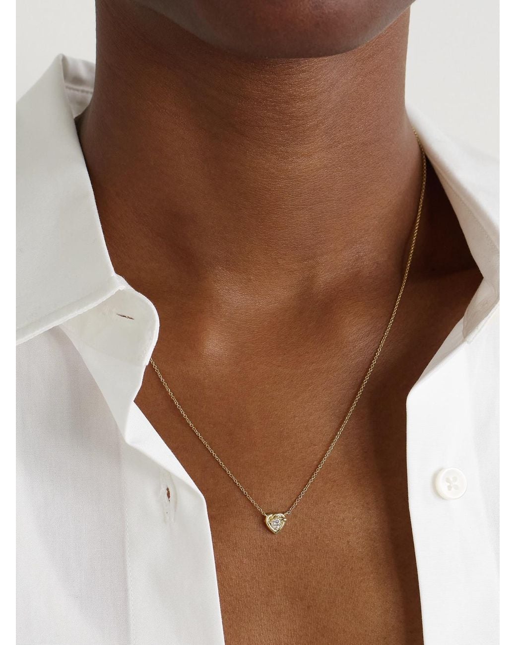STONE AND STRAND Natural Tie The Knot 10-Karat Diamond Necklace