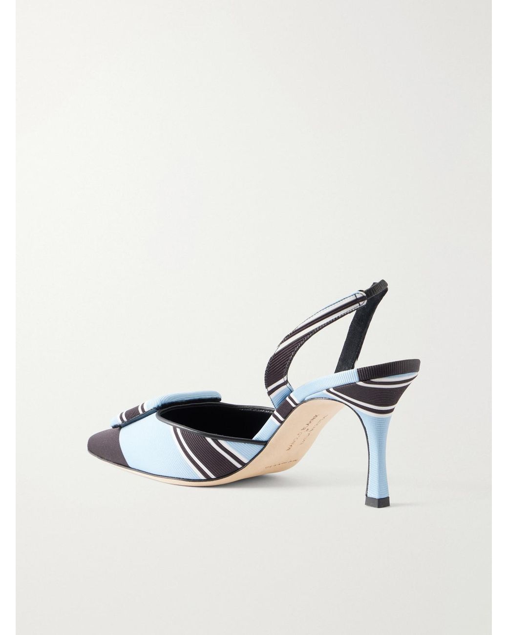Manolo Blahnik Blue Emilia Wickstead Maysli 70 Striped Grosgrain Slingback Pumps