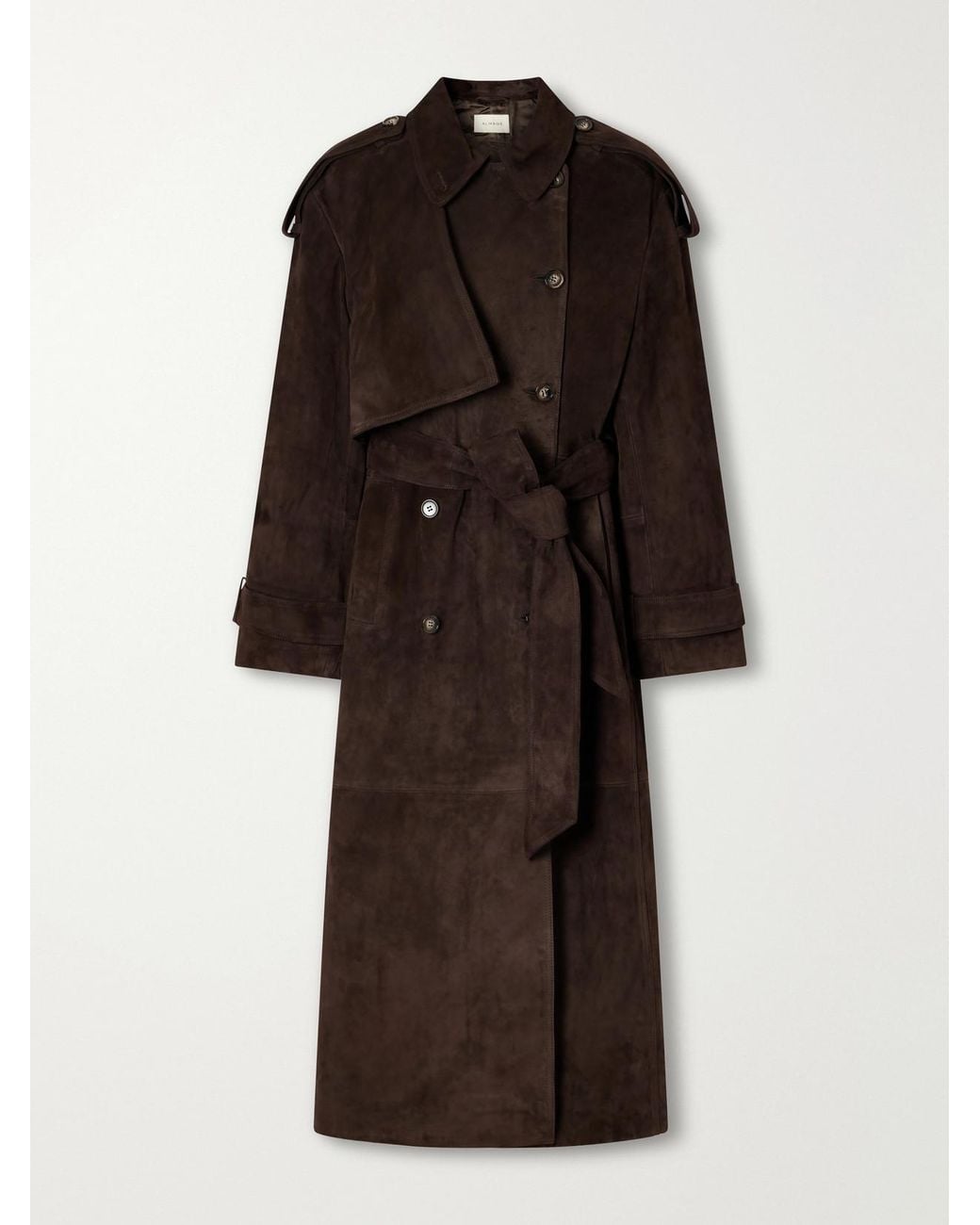 Almala Brown Sienna Paneled Suede Trench Coat