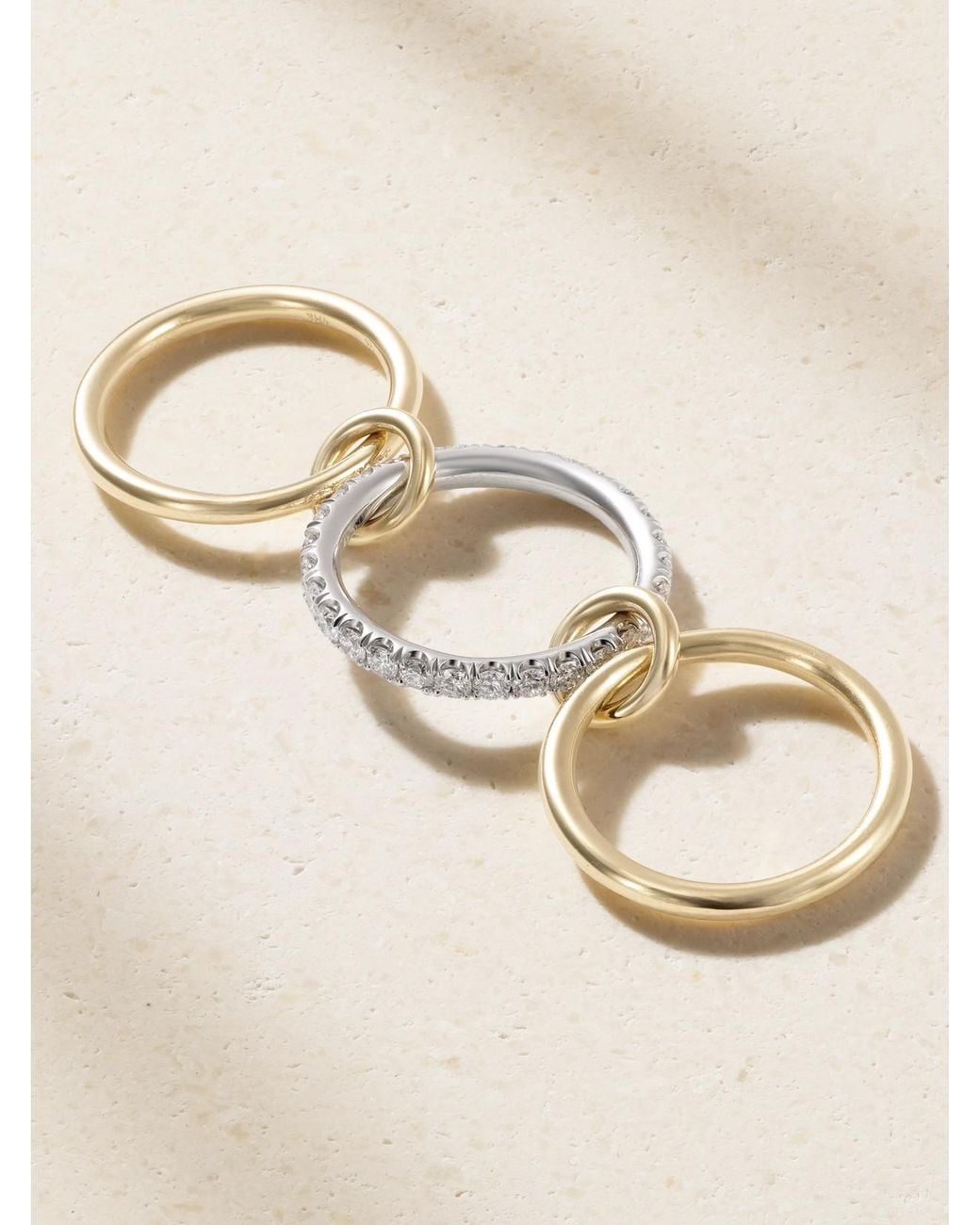 Spinelli Kilcollin Natural Eros Set Of Three 18-Karat And Diamond Rings