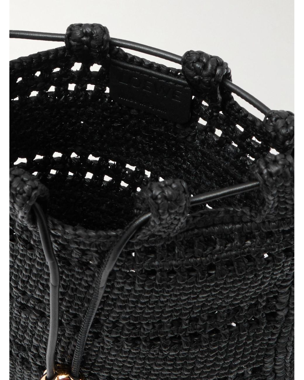 Loewe White Paula's Ibiza Leather-Trimmed Embroidered Raffia Shoulder Bag