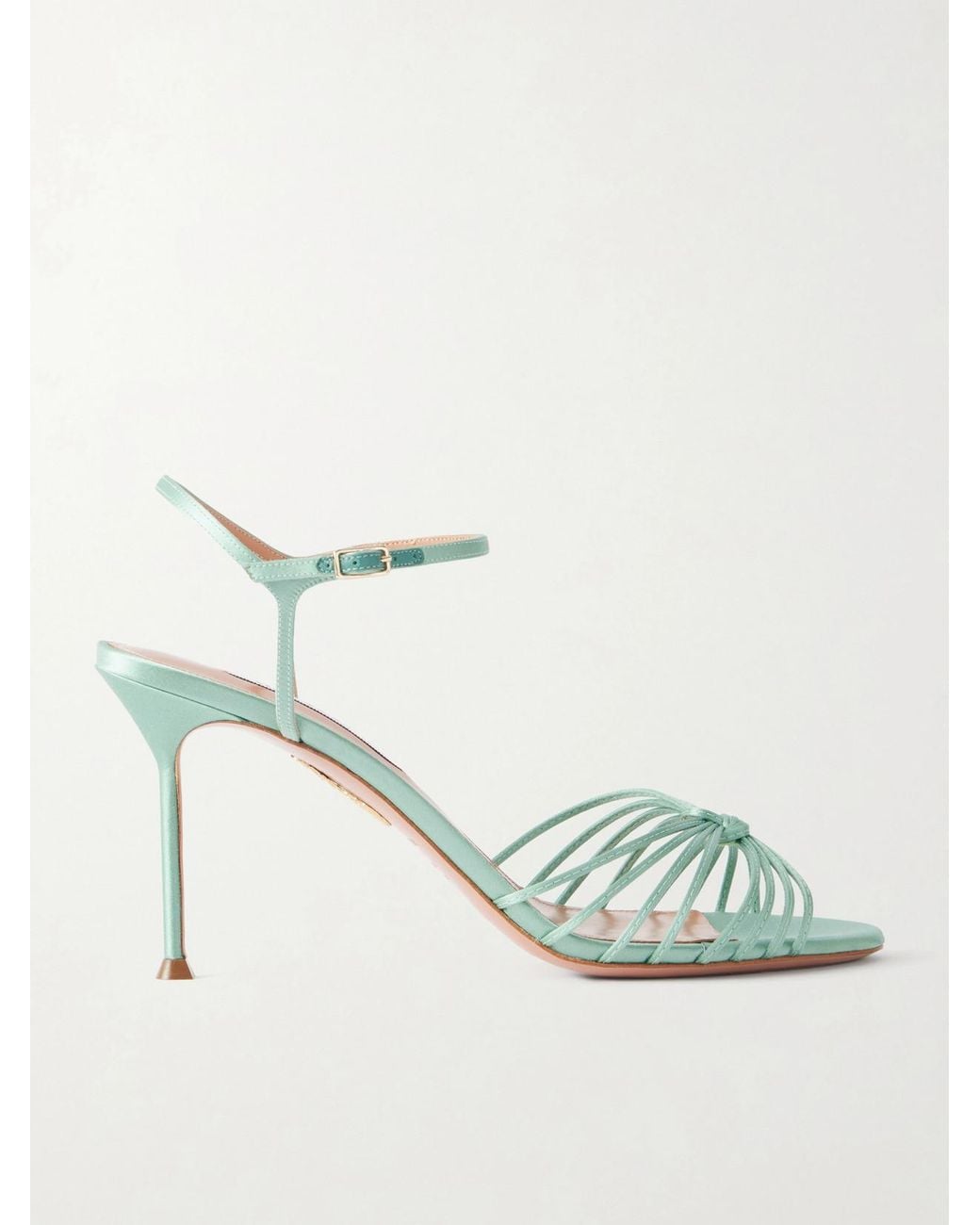 Aquazzura Metallic Serenity 85 Knotted Satin Sandals