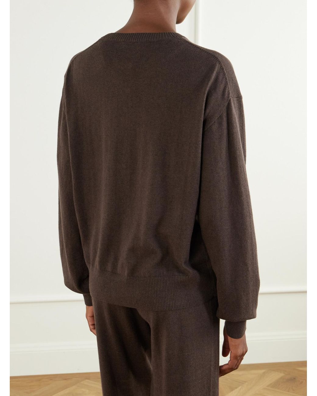 ÉTERNE Brown Cotton And Cashmere-Blend Sweater