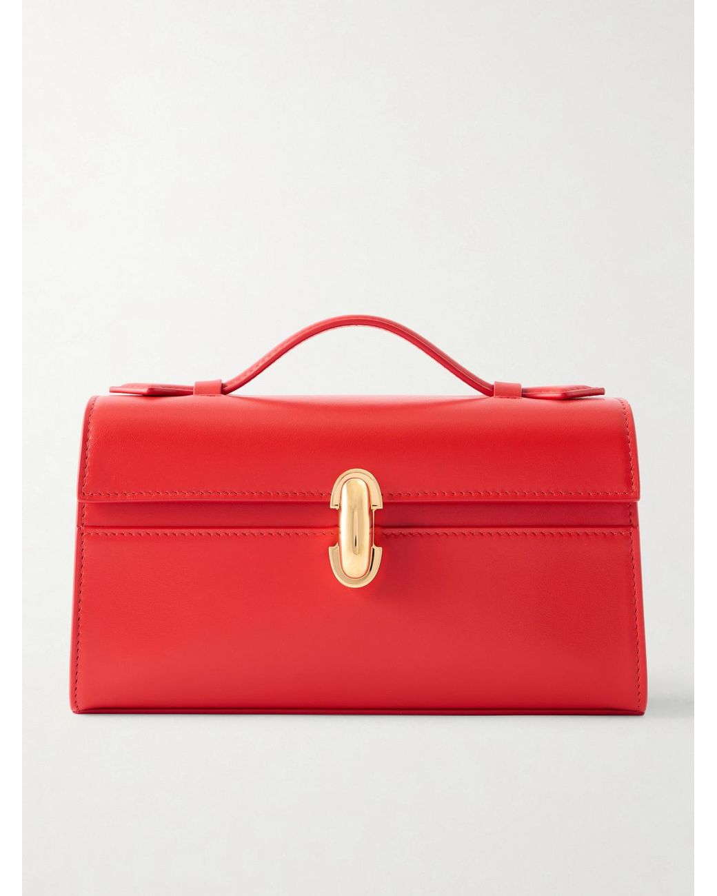 SAVETTE Red Symmetry Pochette Leather Tote