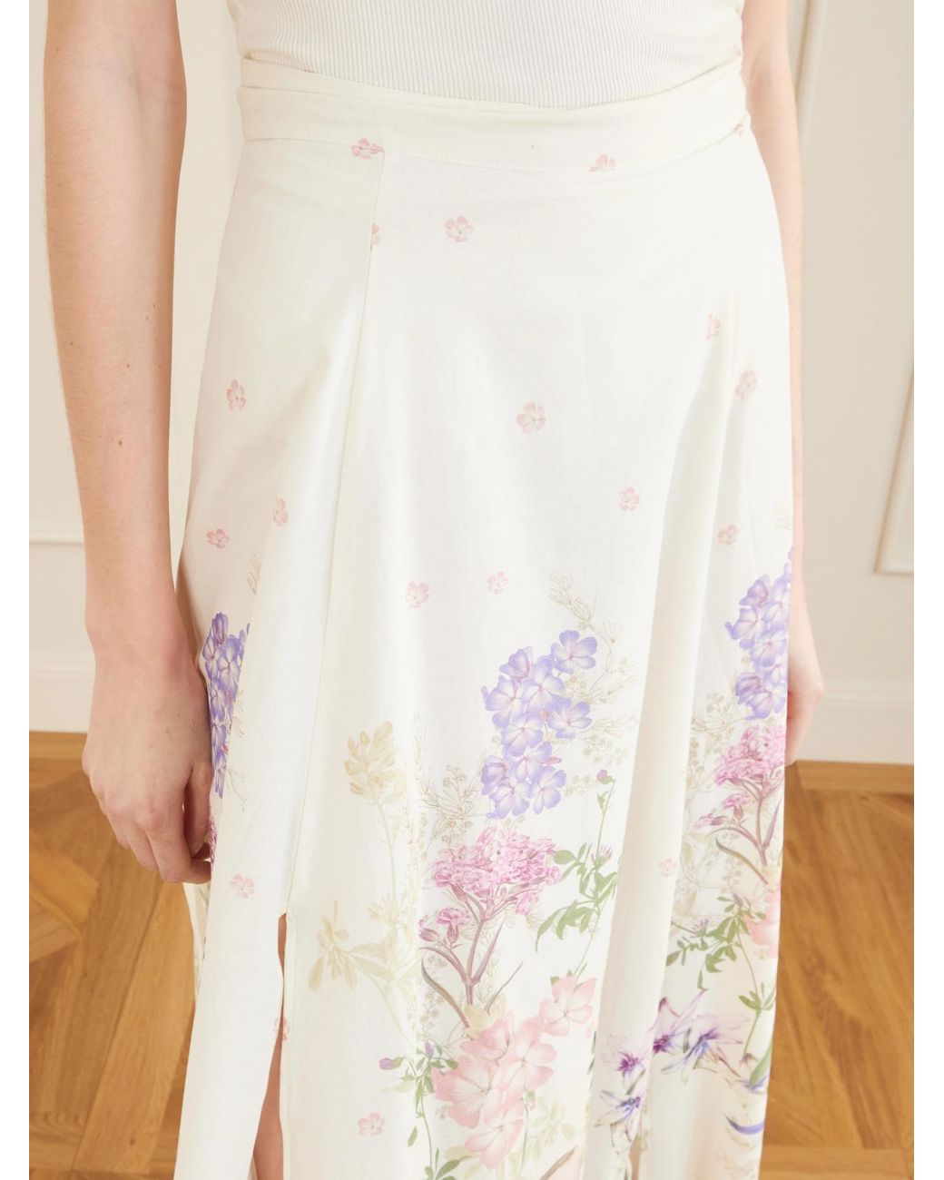 Charo Ruiz Pink Ventine Floral-Print Cotton-Blend Maxi Skirt