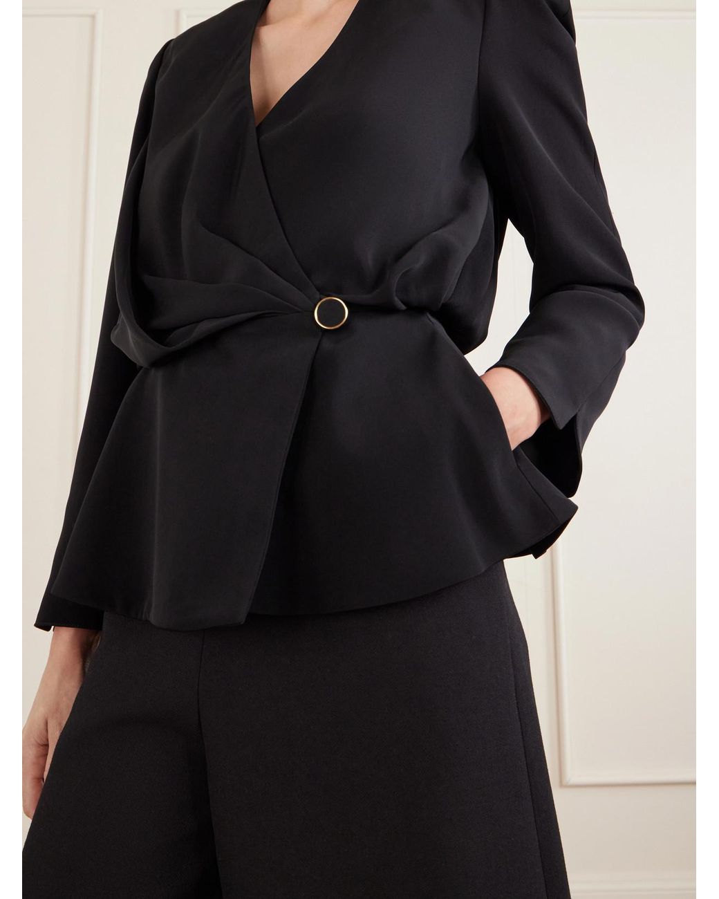 Chloé Black Gathered Faille Blouse