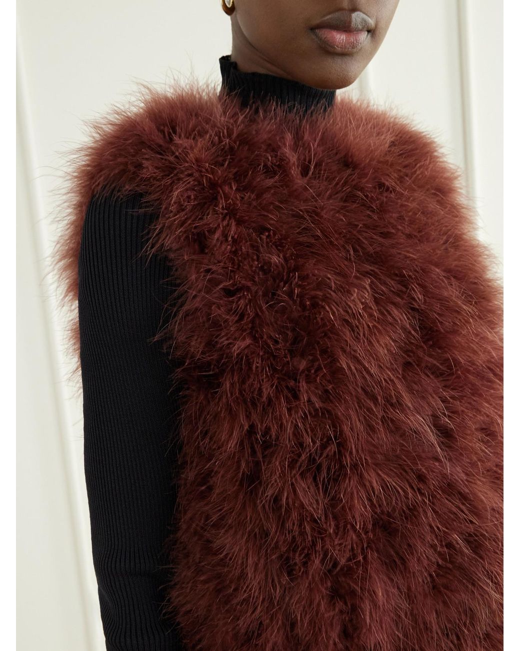 Yves Salomon Purple Feather-Embellished Silk Vest