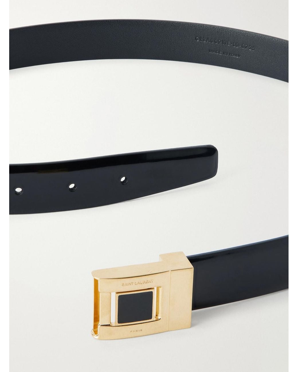Saint Laurent Blue La 76 Boucle Patent-Leather Belt