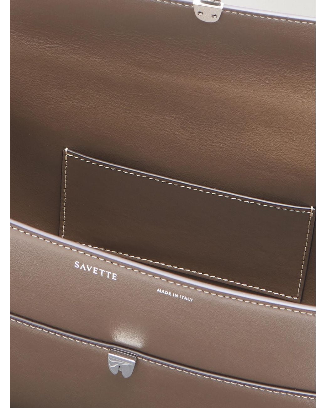 SAVETTE Brown Symmetry Trapeze Pochette Leather Top-Handle Bag