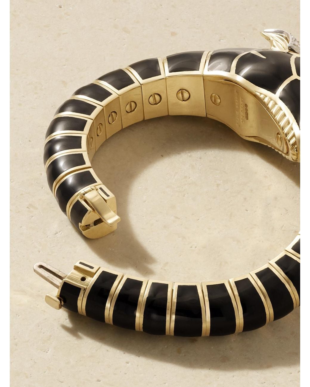 David Webb Natural Horse 18-Karat And Platinum, Diamond, Ruby And Enamel Bangle
