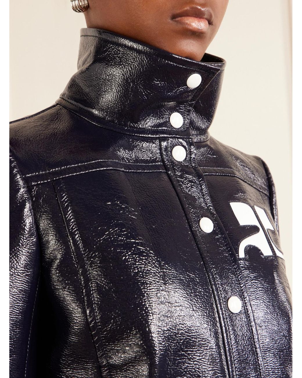 Courreges Blue Reedition Coated Cotton-Blend Jacket