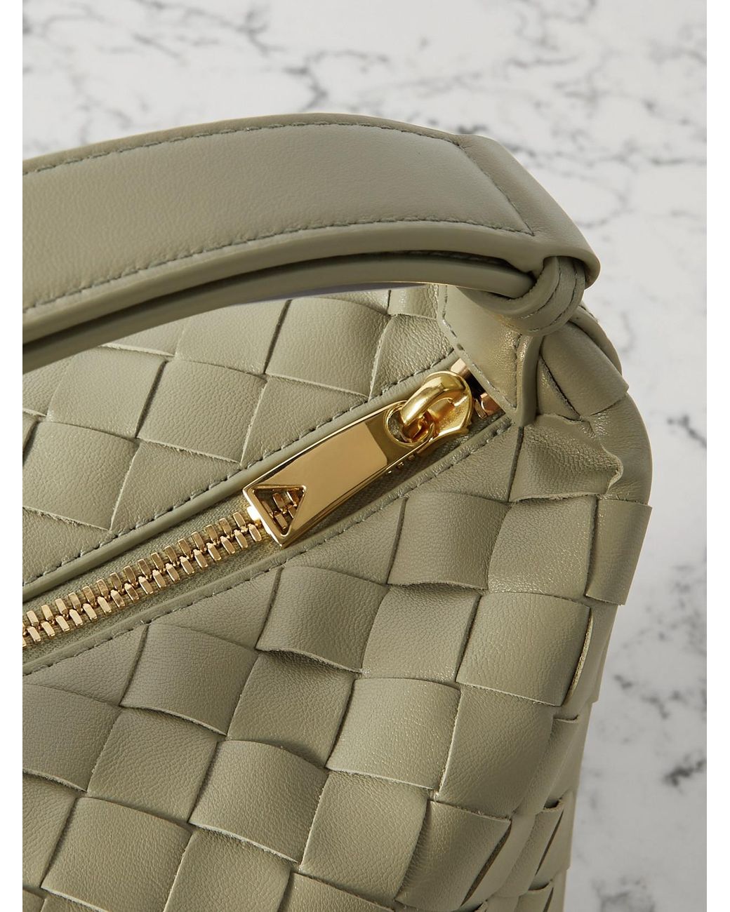 Bottega Veneta Natural Wallace Mini Intrecciato Leather Shoulder Bag