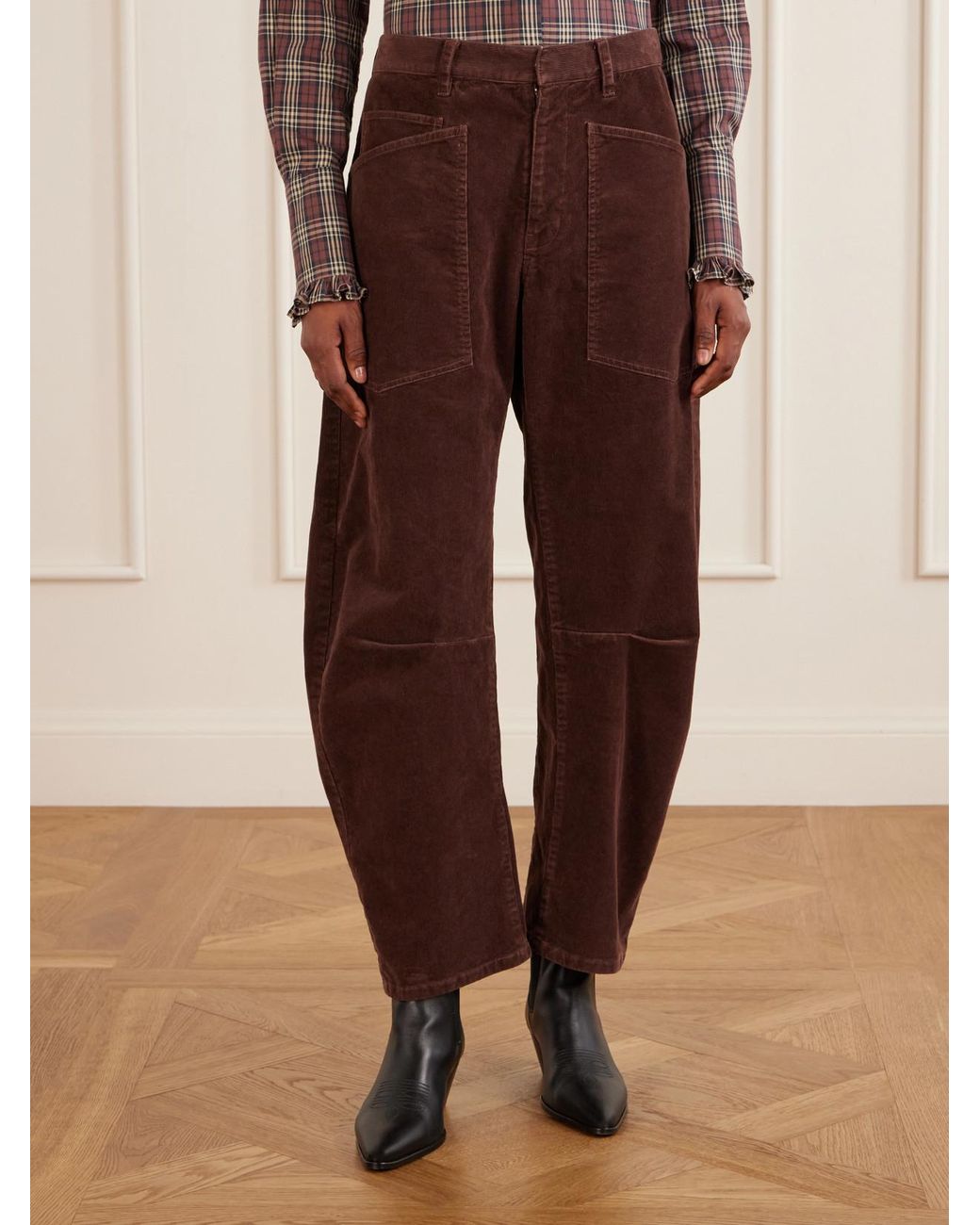 Nili Lotan Purple Shon Cotton-Blend Twill Barrel-Leg Pants