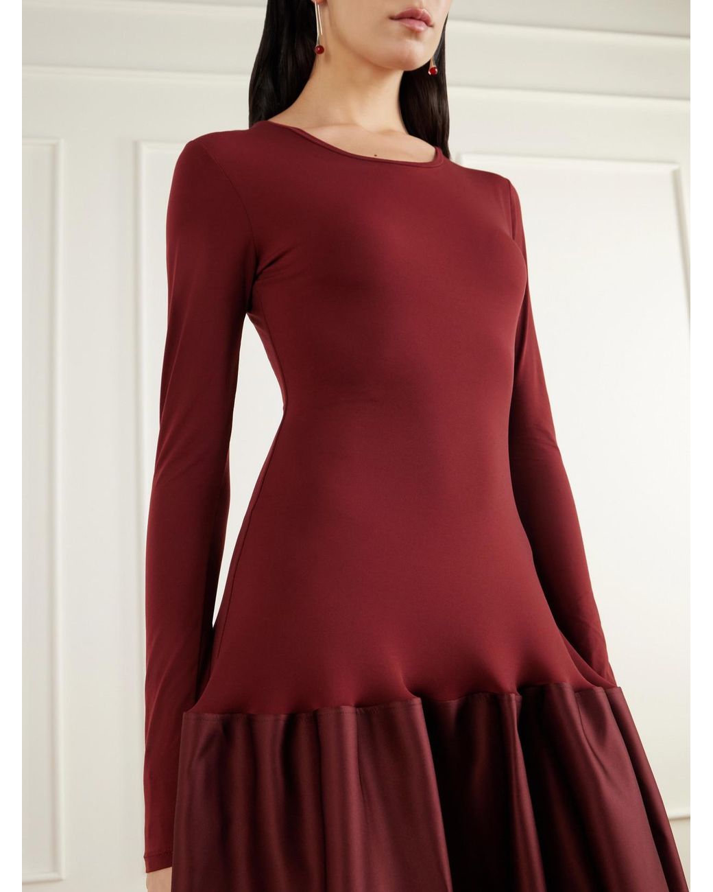 FFORME Catrin Gathered Jersey And Duchesse-Satin Maxi Dress