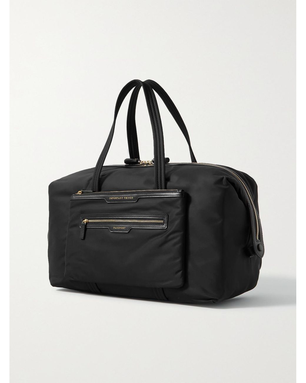 Anya Hindmarch Black Inflight Leather-Trimmed Econyl Weekend Bag
